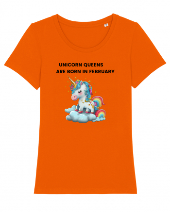 Unicorn mesaj UNICORN QUEENS ARE BORN IN FEBRUARY,  design 1 Bright Orange