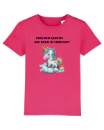 Unicorn mesaj UNICORN QUEENS ARE BORN IN FEBRUARY,  design 1 Tricou mânecă scurtă  Copii Mini Creator