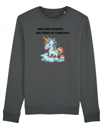 Unicorn mesaj UNICORN QUEENS ARE BORN IN FEBRUARY,  design 1 Anthracite