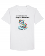 Unicorn mesaj UNICORN QUEENS ARE BORN IN FEBRUARY,  design 1 Tricou mânecă scurtă guler larg Bărbat Skater