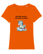 Unicorn mesaj UNICORN QUEENS ARE BORN IN MARCH,  design 1 Tricou mânecă scurtă guler larg fitted Damă Expresser