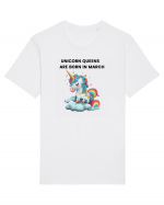 Unicorn mesaj UNICORN QUEENS ARE BORN IN MARCH,  design 1 Tricou mânecă scurtă Unisex Rocker