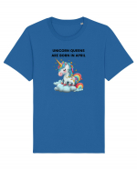 Unicorn mesaj UNICORN QUEENS ARE BORN IN april,  design 1 Tricou mânecă scurtă Unisex Rocker