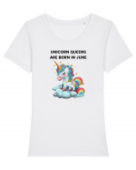 Unicorn mesaj UNICORN QUEENS ARE BORN IN june,  design 1 Tricou mânecă scurtă guler larg fitted Damă Expresser