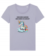 Unicorn mesaj UNICORN QUEENS ARE BORN IN august,  design 1 Tricou mânecă scurtă guler larg fitted Damă Expresser