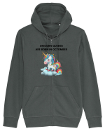 Unicorn mesaj UNICORN QUEENS ARE BORN IN octomber,  design 1 Hanorac cu fermoar Unisex Connector