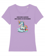 Unicorn mesaj UNICORN QUEENS ARE BORN IN november,  design 1 Tricou mânecă scurtă guler larg fitted Damă Expresser