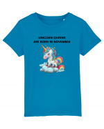 Unicorn mesaj UNICORN QUEENS ARE BORN IN november,  design 1 Tricou mânecă scurtă  Copii Mini Creator