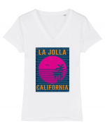 La Jolla California Tricou mânecă scurtă guler V Damă Evoker