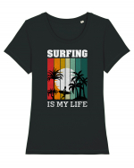 Surfing Is My Life Tricou mânecă scurtă guler larg fitted Damă Expresser