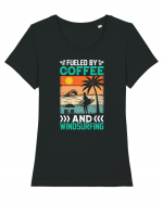 Fueled By Coffee And Windsurfing Tricou mânecă scurtă guler larg fitted Damă Expresser