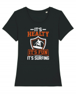 It's healthy it's fun it's surfing Tricou mânecă scurtă guler larg fitted Damă Expresser