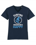 Surfing Makes Me Happy Tricou mânecă scurtă guler V Bărbat Presenter