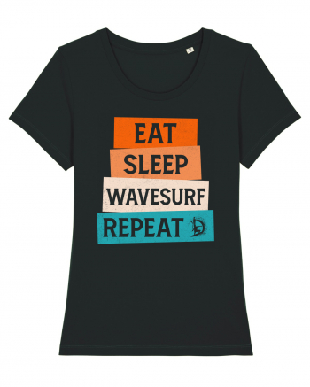 Eat Sleep Wavesurf Repeat Black