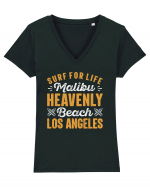 Surf For Life Malibu Heavenly Beach Los Angeles Tricou mânecă scurtă guler V Damă Evoker