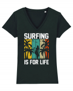 Surfing is for life Tricou mânecă scurtă guler V Damă Evoker