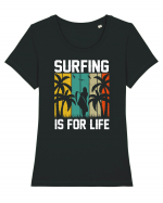 Surfing is for life Tricou mânecă scurtă guler larg fitted Damă Expresser