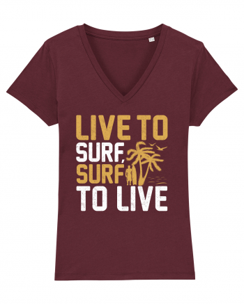 Live to surf, surf to live Burgundy