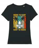 Work to surf, surf to work Tricou mânecă scurtă guler larg fitted Damă Expresser