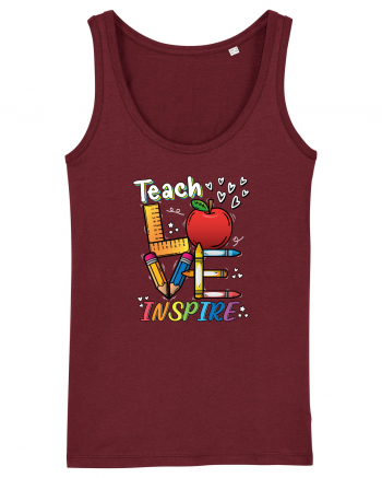 Teach Love Inspire Back to School Invata Iubeste Inspira Burgundy