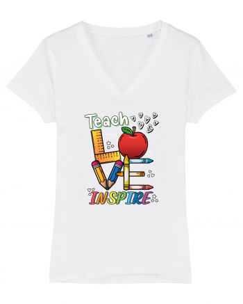 Teach Love Inspire Back to School Invata Iubeste Inspira White