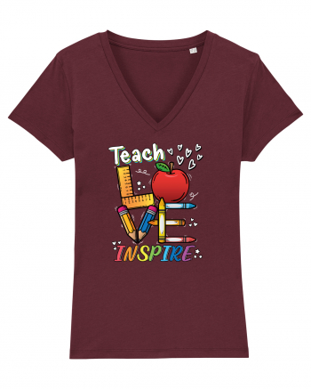 Teach Love Inspire Back to School Invata Iubeste Inspira Burgundy