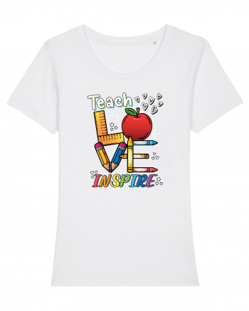 Teach Love Inspire Back to School Invata Iubeste Inspira White