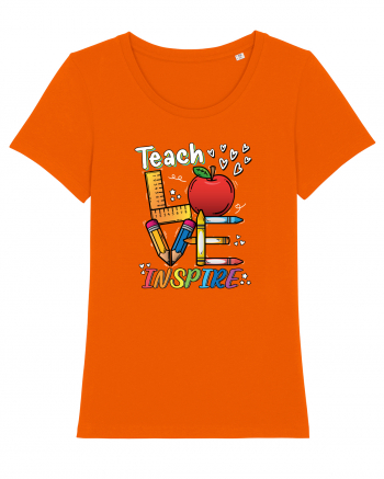 Teach Love Inspire Back to School Invata Iubeste Inspira Bright Orange