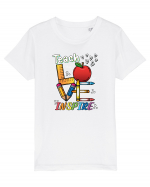 Teach Love Inspire Back to School Invata Iubeste Inspira Tricou mânecă scurtă  Copii Mini Creator