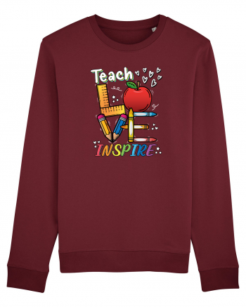 Teach Love Inspire Back to School Invata Iubeste Inspira Burgundy