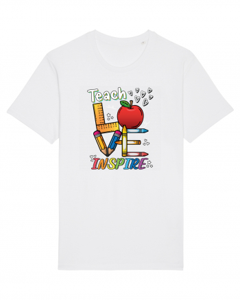 Teach Love Inspire Back to School Invata Iubeste Inspira White