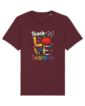 Teach Love Inspire Back to School Invata Iubeste Inspira Burgundy