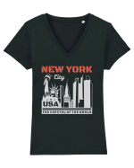New York Tricou mânecă scurtă guler V Damă Evoker