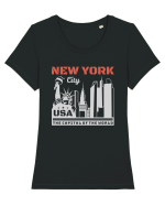 New York Tricou mânecă scurtă guler larg fitted Damă Expresser