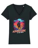 in stil synthwave - Adventure is out there Tricou mânecă scurtă guler V Damă Evoker
