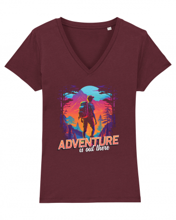 in stil synthwave - Adventure is out there Burgundy