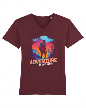 in stil synthwave - Adventure is out there Burgundy