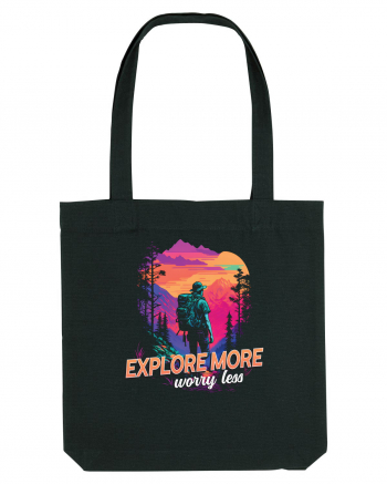 in stil synthwave - Explore more worry less Black