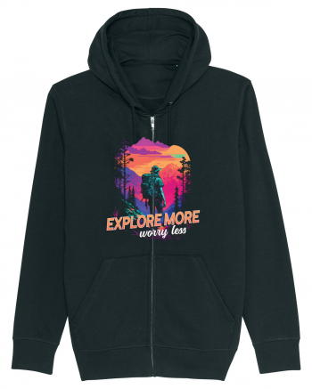in stil synthwave - Explore more worry less Black