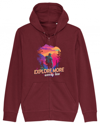 in stil synthwave - Explore more worry less Burgundy
