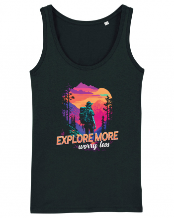in stil synthwave - Explore more worry less Black