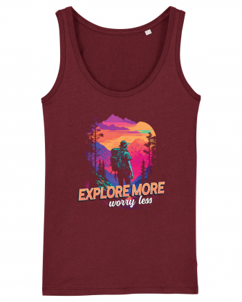 in stil synthwave - Explore more worry less Burgundy