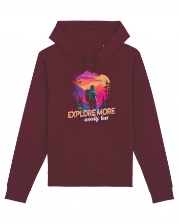 in stil synthwave - Explore more worry less Burgundy