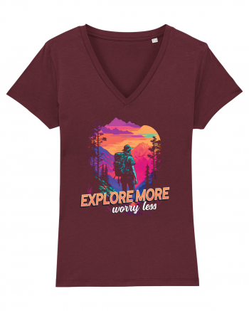 in stil synthwave - Explore more worry less Burgundy