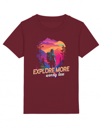in stil synthwave - Explore more worry less Burgundy