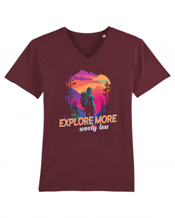 in stil synthwave - Explore more worry less Burgundy