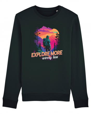 in stil synthwave - Explore more worry less Black