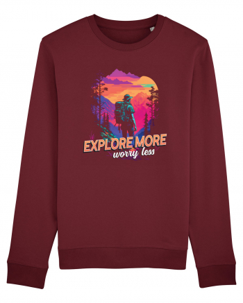 in stil synthwave - Explore more worry less Burgundy