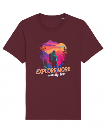 in stil synthwave - Explore more worry less Burgundy