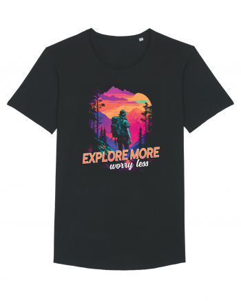 in stil synthwave - Explore more worry less Black